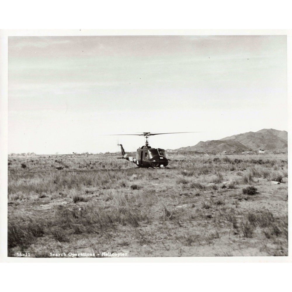 Vintage Black and White Photo Bell UH-1 Huey Helicopter Search Operations 36-11